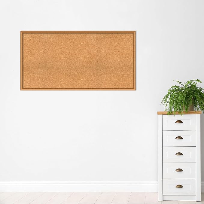 Amanti Art Natural Cork Board for Wall, 30x58 Vision Board with Bronze Frame, Oversize Corkboard Office Decor for Home Organization, Casual Corkboard Pinboard to Display Items for Home Organization-DeskLoop Office