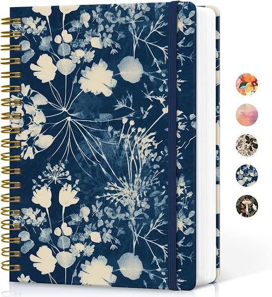 Lined Spiral Notebook Journal for Work, 300 Pages Thick B5 (7.1"x10") College Ruled Journal for Women & Writing, Hardcover Notebook for Note Taking, Perfect for Office Home School, Rustic Bloom-DeskLoop Office
