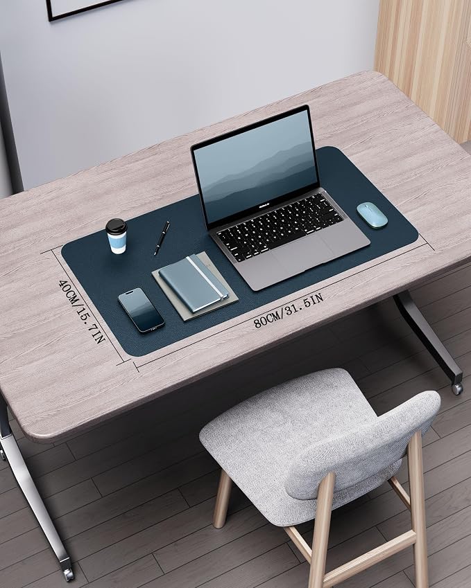 YSAGi Double-Sided Desk Pad, 31.5"x15.7"Leather Desk Mat, Eco Cork Desk Pad - Image 2