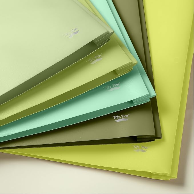 Mr. Pen- Plastic Folders with Pockets and Prongs, 5 Pack, Letter Size | Green - Image 6