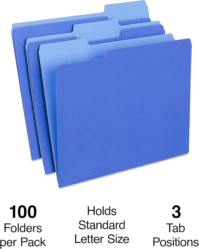 Staples File Folder, Letter Size, 1/3‑Cut Tab, Durable Paper Stock, 200/Carton - Image 2