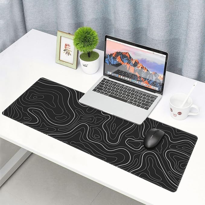 Topographic Contour Extended Big Mouse Pad Large, Gaming Mouse Pad Desk Pad - Image 8