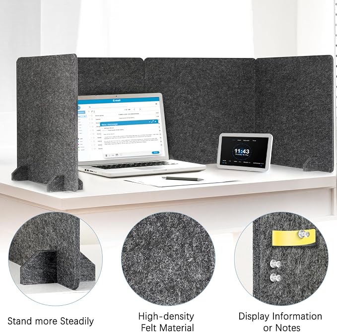 AMUSIGHT 4 Pack Acoustic Desk Dividers - Image 3