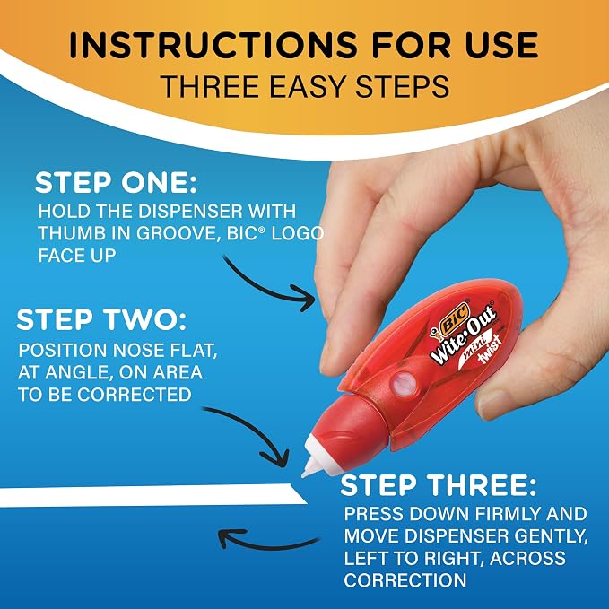 BIC Wite-Out Mini Twist Correction Tape, No Dry Time, Tear Resistant Tape - Image 3