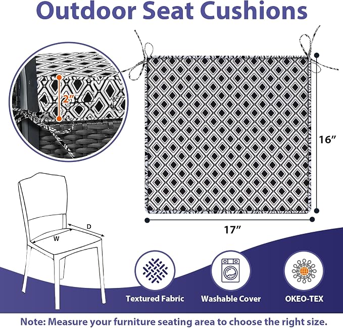 IPYNBAP Outdoor Chair Cushions Set of 4 -Waterproof Outdoor Seat Cushions - Image 6