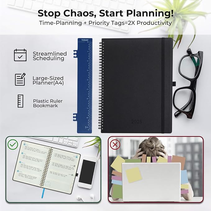 IN-LUXPRO Planner 2026 Daily Weekly and Monthly, 11.5"x8.5", 12 Months Spiral - Image 8