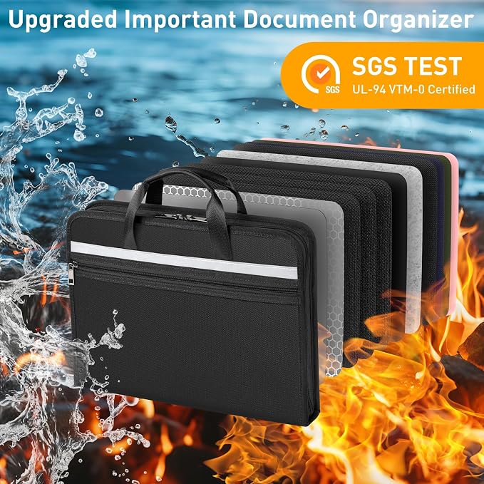 Fireproof Document Bag with Accordion File Organizer | Upgraded 5200°F Aluminum - Image 4