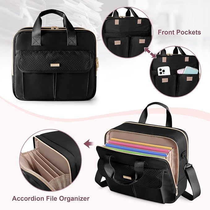 Teacher Bag with Accordion File Organizer, 15.6 Inch Laptop Briefcase - Image 4