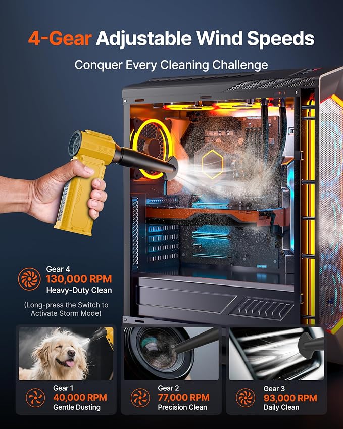 Compressed Air Duster, 000RPM Ultra-Powerful Electric Air Duster | 8000mAh - Image 3