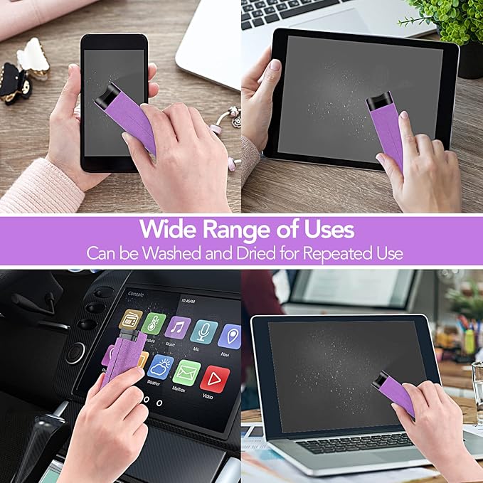 2 Pcs Fingerprint Proof Screen Cleaner,3 in 1Touchscreen Mist Cleaner Spray Wipe Cleaner Fingerprint-Proof Soft Fiber Flannel,Safe for All Phones Glasses Tablet Laptop TV Watch Screens(Purple)-DeskLoop Office