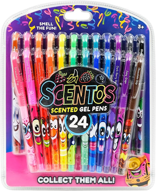 Scentos Scented Gel Pens Set – 24 Pack Neon Colors – Fine Tip Pens for Kids & Adults – Fruity Scents – Fun Art Supplies for Drawing, Coloring, Scrapbooking, Journaling & School-DeskLoop Office