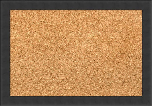 Amanti Art Natural Cork Board for Wall, 14x20 Vision Board with Black Wood Frame, Small Corkboard Office Decor for Home Organization, Modern Corkboard Pinboard to Display Items for Home Organization-DeskLoop Office