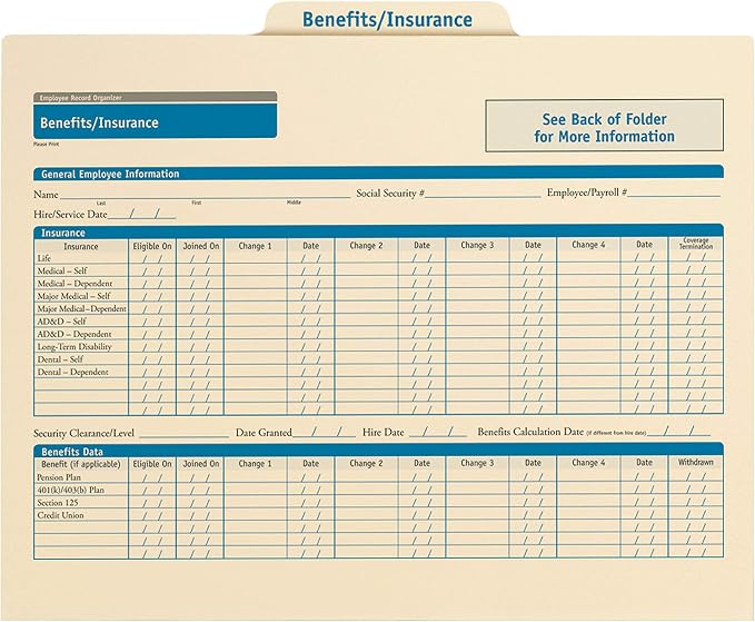 ComplyRight Benefits/Insurance Folder, Document Filing Folder by ComplyRight
