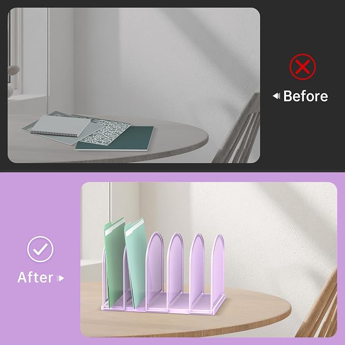 SUPEASY File Organizer 5-Section Mesh Desk Organizer, Upright File Organizer - Image 7