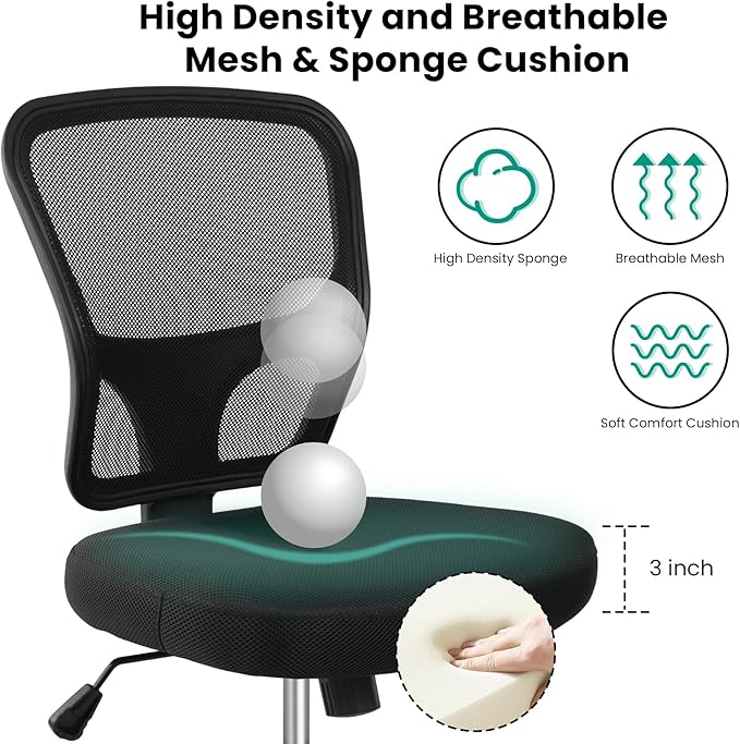 Armless Drafting Chair Tall Office Chair Adjustable Height High Back Ergonomic Desk Chair Drafting Stool Rolling Bar Stools Chairs with Footrest and Wheels-DeskLoop Office