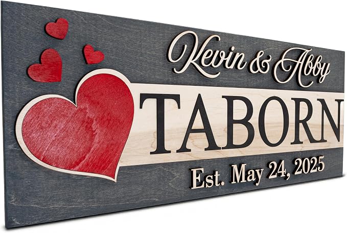 Custom Family Name Sign | Personalized Wooden Wedding Gift | Rustic Last Name by WoodHarmonyUS