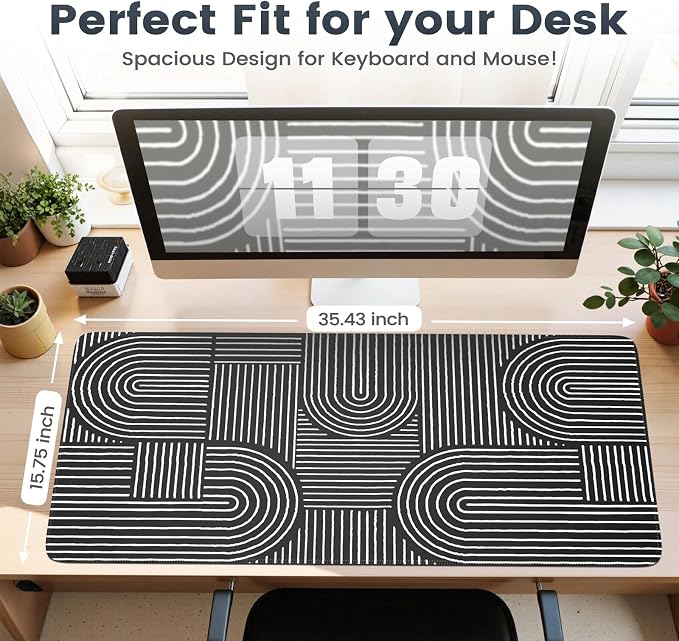 iCasso Black Desk Mat, Large Mouse Pad - Image 2
