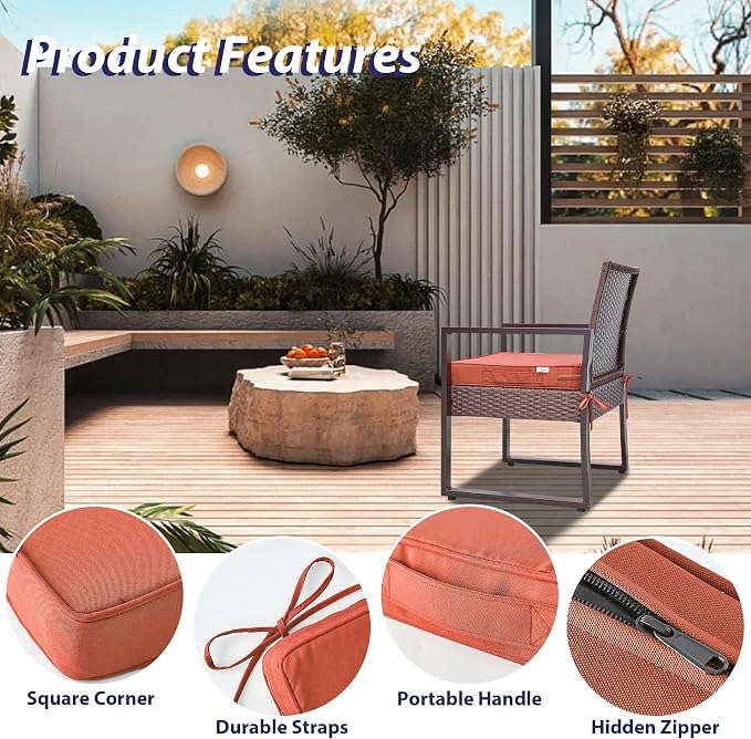 IPYNBAP Outdoor Chair Cushions Set of 4 -Waterproof Outdoor Seat Cushions - Image 5
