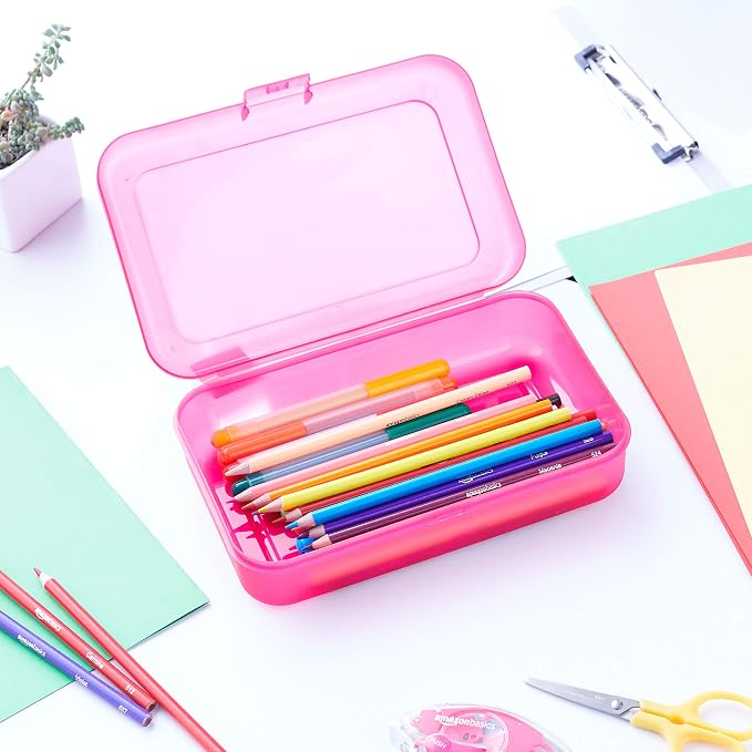 Amazon Basics 4-Pack Large Pencil Cases, Storage Organizer, Durable Plastic - Image 6