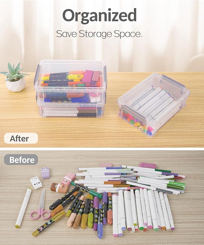 Sooez 6 Pack Extra Large Pencil Box, Plastic Hard Pencil Case Crayon Box Bulk - Image 7