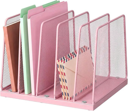 LEKETREE Small Desk File Organizer, 5-Section Upright File Sorter, Vertical by RefinedOfficeEasyManagemen