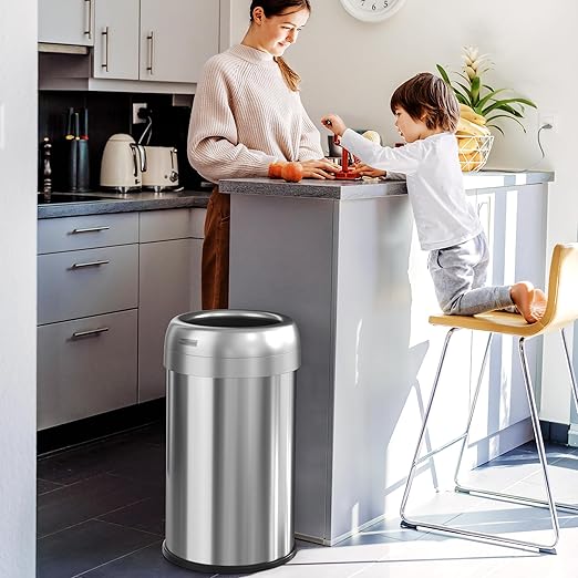 iTouchless 13 Gallon Dual-Deodorizer Trash Can and Recycle Bin Stainless Steel Commercial Grade, Large 10 Inch, Home, Restaurant, Restroom, Office, Open Top, Round-DeskLoop Office