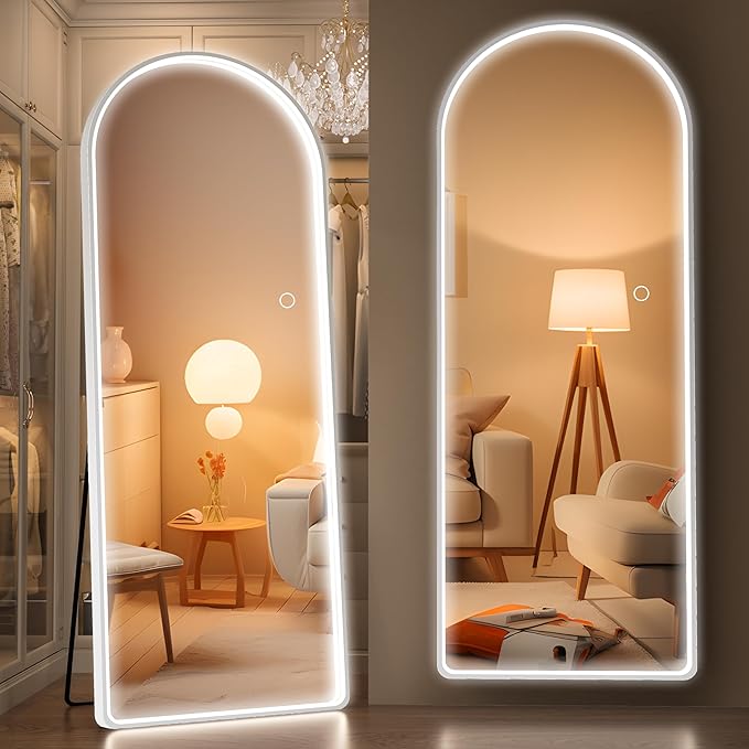 Hasipu 65" x 22" Led Mirror Full Length, Full Body Mirror with Lights, Arch Design, Wall Mounted, Modern Style-DeskLoop Office