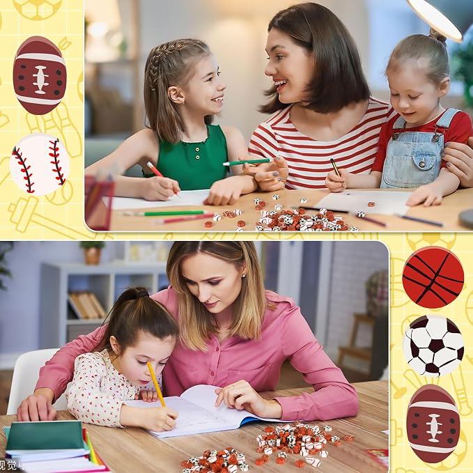 JUNEBRUSHS 150Pcs Football Erasers Mini Erasers - Image 5