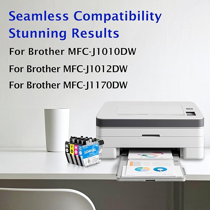 LC401XL LC401 for Brother LC401XL LC401 Ink Cartridges for Brother MFC-J1010DW MFC-J1012DW MFC-J1170DW DCP-J1800DW DCP-J1140DW Printer - 4PK High Yield (Black Cyan Magenta Yellow)-DeskLoop Office