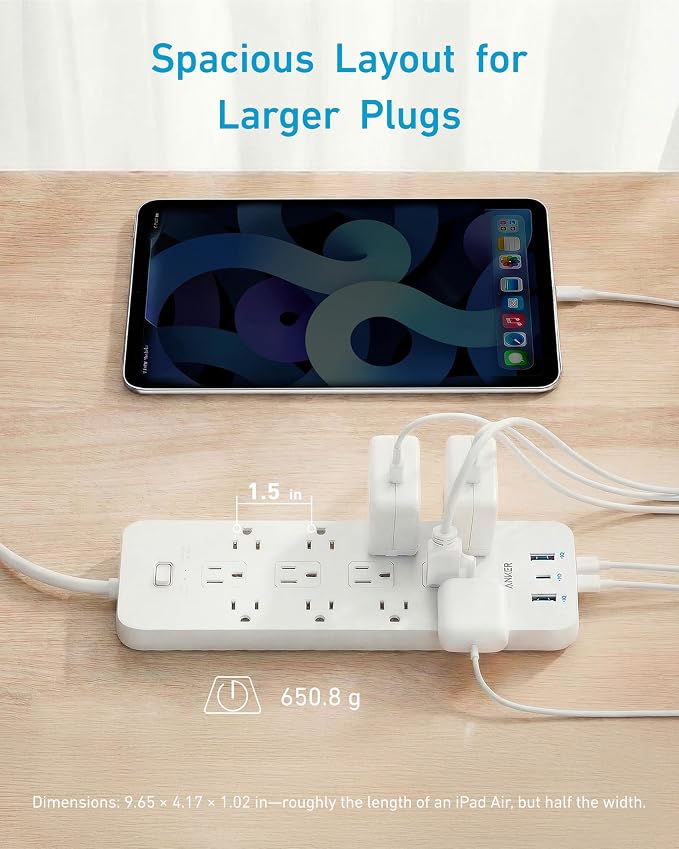 Anker Power Strip with 2100J Surge Protector, Outlet Extender, 5ft Extension - Image 5