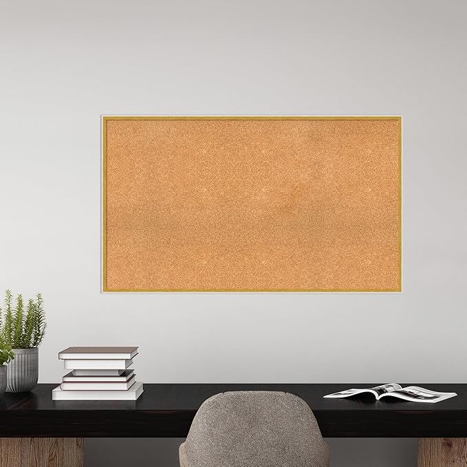 Amanti Art Natural Cork Board for Wall, 29x49 Vision Board with White Frame, Oversize Corkboard Office Decor for Home Organization, Modern Corkboard Pinboard to Display Items for Home Organization in-DeskLoop Office