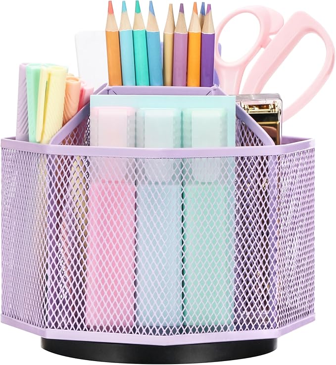 Exerz Desk Organiser/Mesh Desk Tidy Candy/Pen Holder/Multifunctional Organiser 360 Rotating-DeskLoop Office