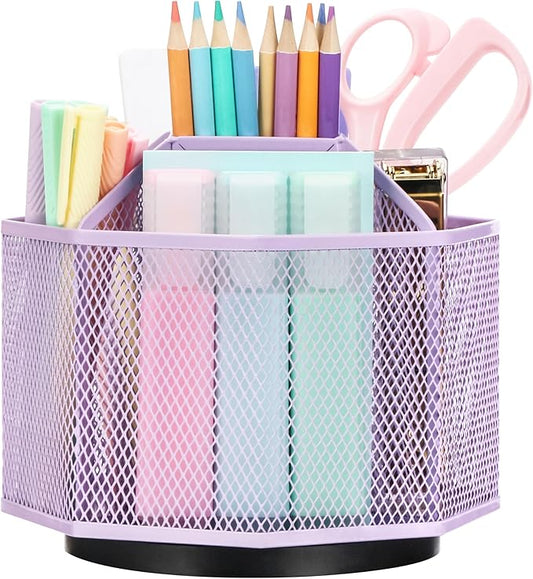 Exerz Desk Organiser/Mesh Desk Tidy Candy/Pen Holder/Multifunctional Organiser 360 Rotating-DeskLoop Office