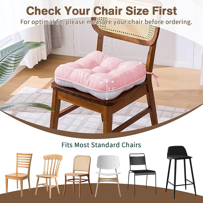 BETU Pink Chair Cushions for Dining Chairs Set of 6, 3.5" Thick Kitchen Table - Image 4