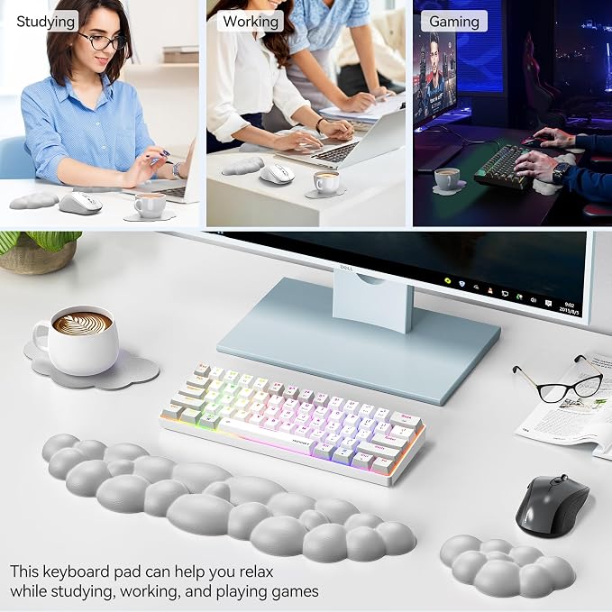 TECKNET Cloud Keyboard Wrist Rest Set, Cloud Wrist Rest - Image 7