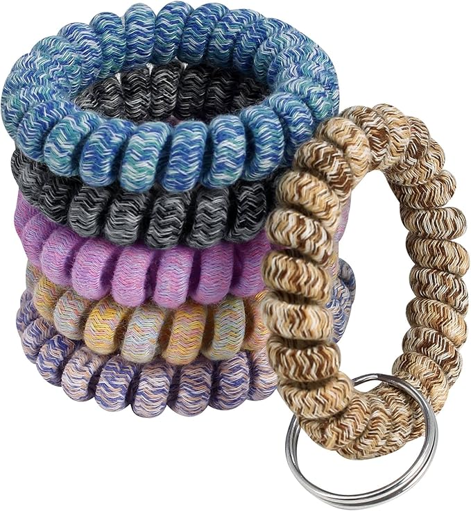 BIHRTC Pack of 6 Keychain Bracelet Wristlet Wrist Key Chain Holder Spring by HOME