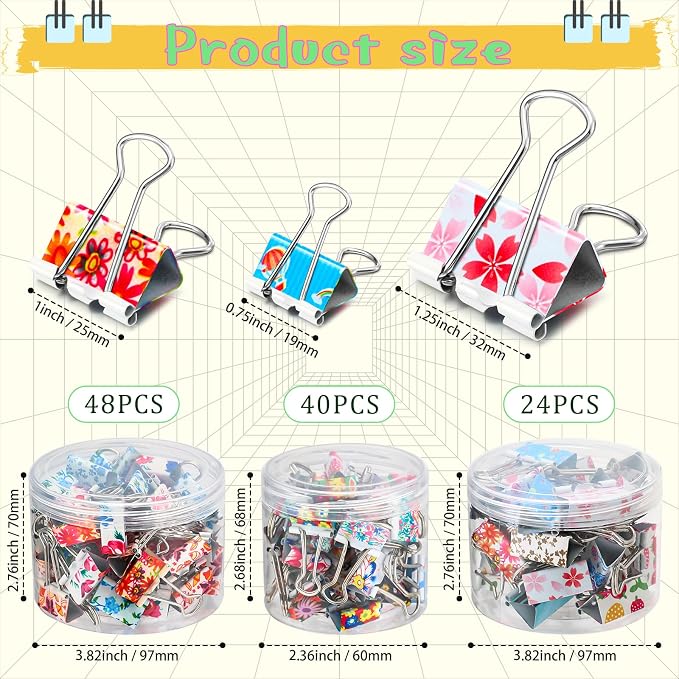 Cholemy 112 Pcs Cute Binder Clips - Image 2