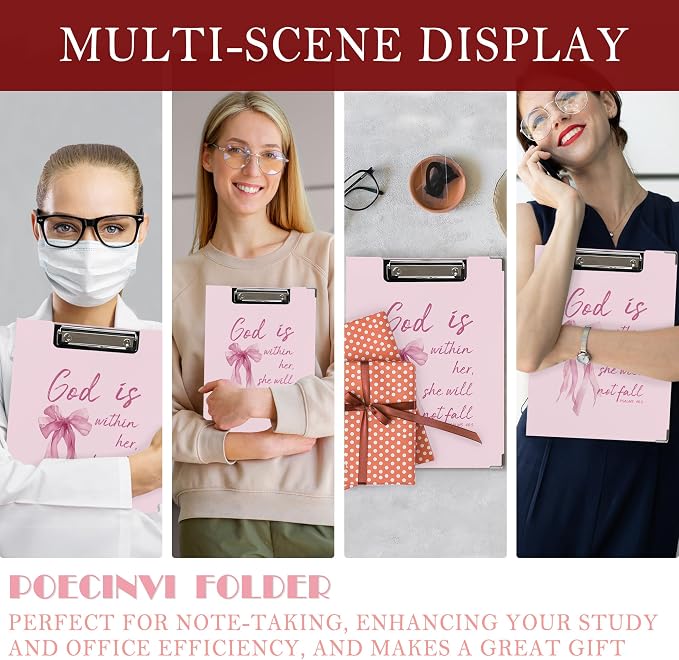 Coquette Pink Bow Christian Clipboard Folio - Image 6