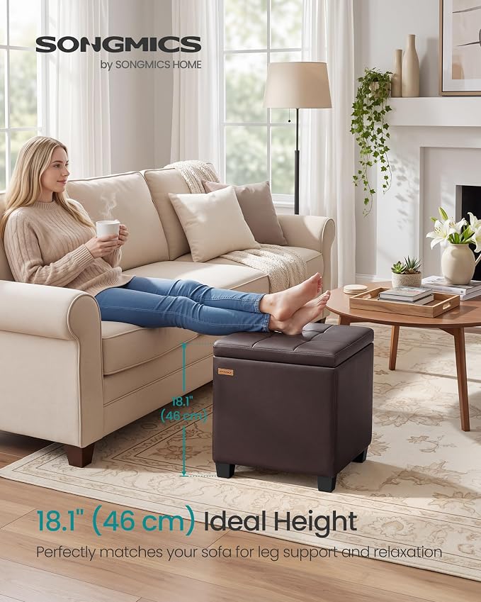 SONGMICS Square Storage Ottoman, Foot Stool Footrest - Image 3