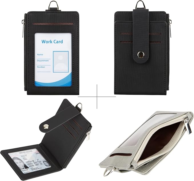 Women & Men Keychain Card Holder Case Zipper Slim Minimalist Front Pocket Wallet - Image 4