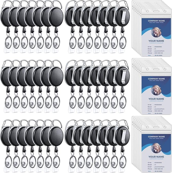 Laumoi 60 Pack Heavy Duty Retractable Badge Holder Reel by Unknown