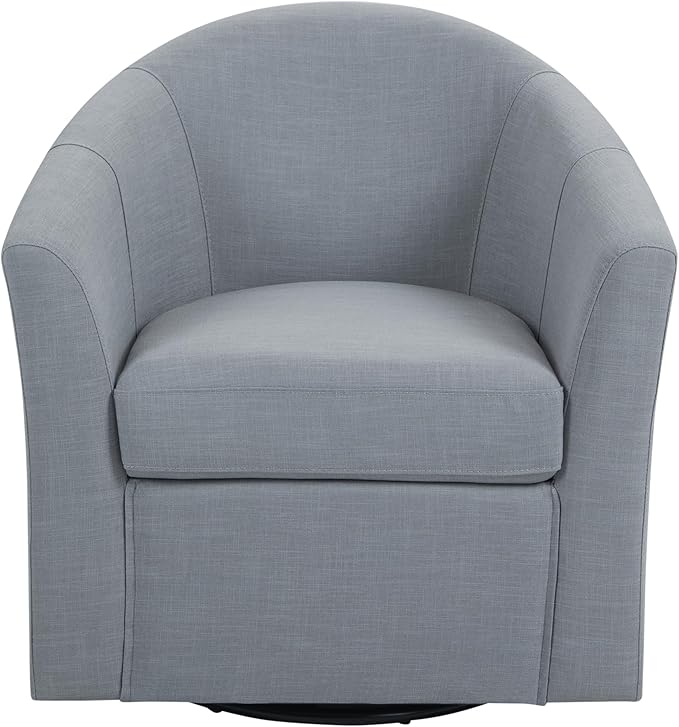UIXE 360° Swivel Barrel Accent Chairs Set of 2, Modern Round Arm Chair Upholstered Club Armchair, Single Sofa Seating in Fabric for Living Room, Bedroom (Pebble Grey)-DeskLoop Office