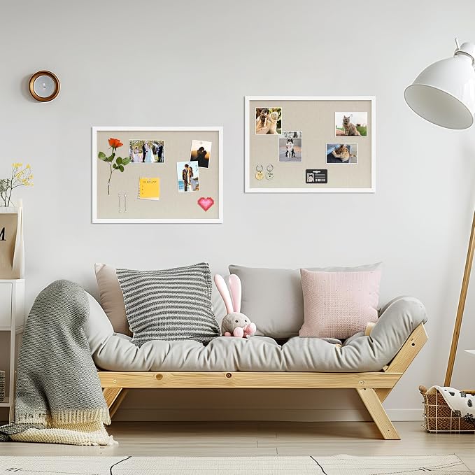 DAHAPYBOO Cork Board with Linen White, Bulletin Board 23"x17" | Hanging - Image 4