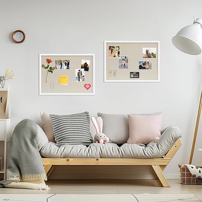 DAHAPYBOO Cork Board with Linen White 2Pack, Bulletin Board 23"x17" | Hanging - Image 4