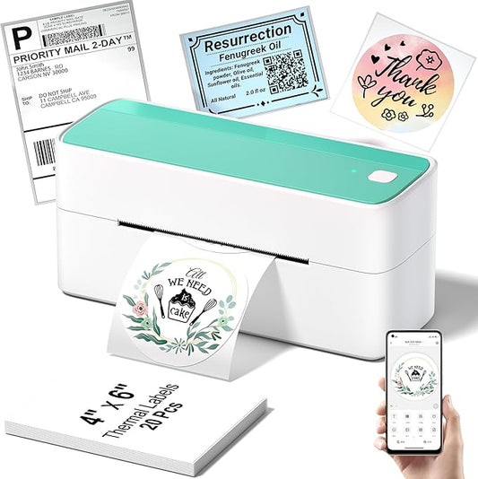 Phomemo Bluetooth Thermal Shipping Label Printer, 241BT Wireless Thermal Label Printer for Shipping Packages, Inkless Thermal Shipping Label Printer, Compatible with iPhone, Android, Green-DeskLoop Office