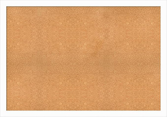 Amanti Art Natural Cork Board for Wall, 37x53 Vision Board with White Frame, Oversize Corkboard Office Decor for Home Organization, Casual Corkboard Pinboard to Display Items for Home Organization in-DeskLoop Office