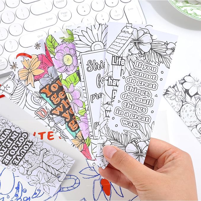 60 PCS Inspirational Quotes Coloring Bookmarks, DIY Coloring Book Markers - Image 4
