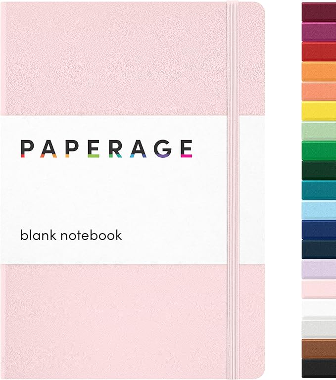 PAPERAGE Blank Journal Notebook, (Blush), 160 Pages, Medium 5.6 in x 8 in - 100 GSM Thick Paper – Hardcover Journaling Notebook for Work, School, Note Taking or Sketching-DeskLoop Office