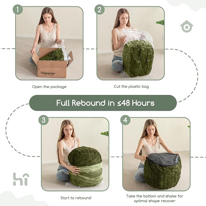 HIGOGOGO Pouf Ottoman Stuffed Round Modern Foam Filled Foot Rest Poufs - Image 5