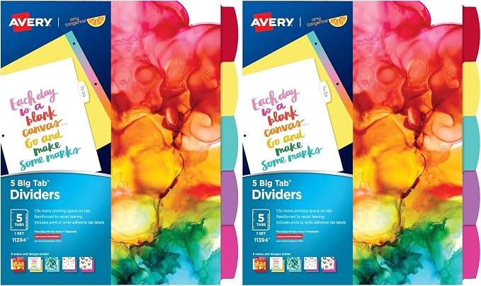 Avery + Amy Tangerine Designer Collection Big Tab Dividers, Rainbow Vibes by Avery